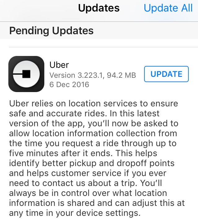 Uber update enables location tracking  CHOICE